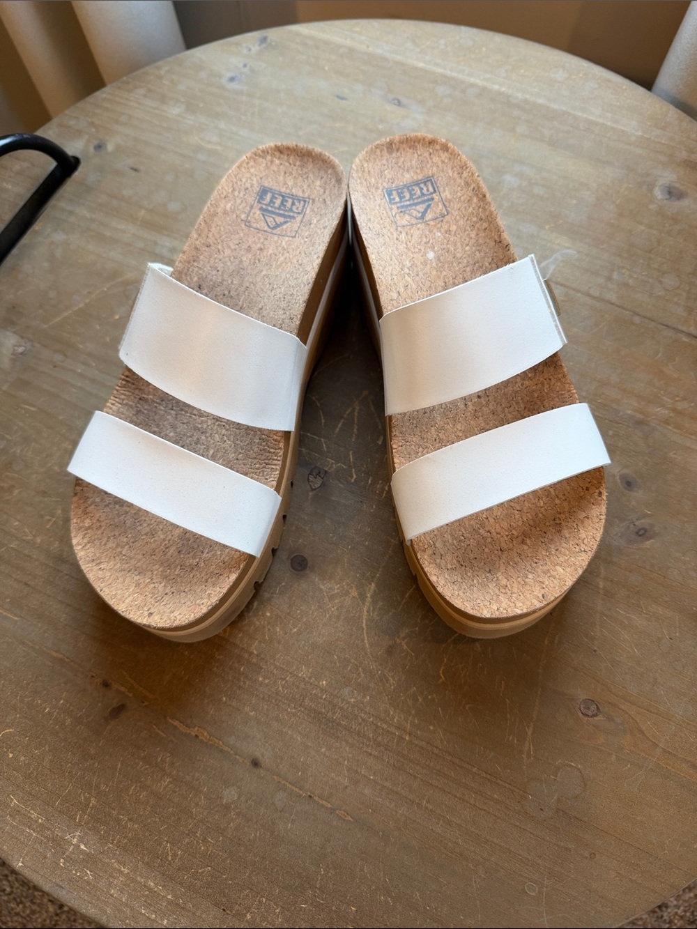 Reef Women's Double-Strap Cork Slide Sandals in White